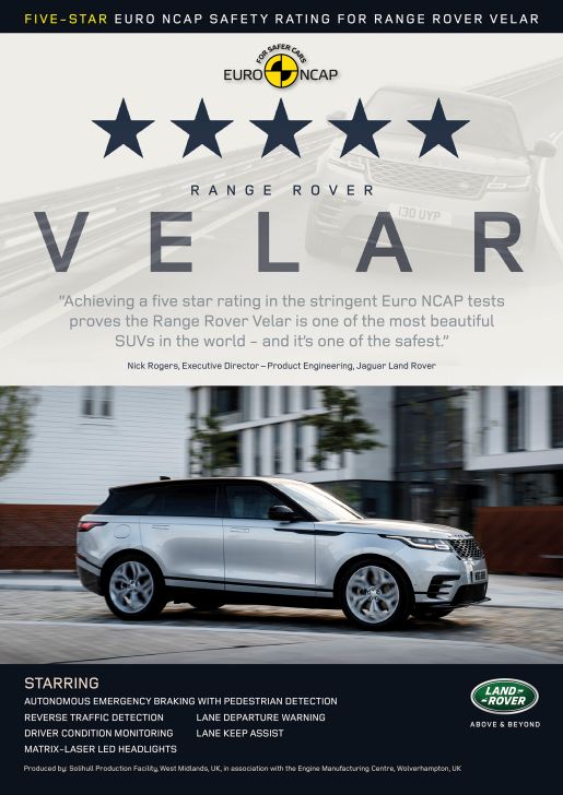 Range Rover Velar EURO NCAP 5